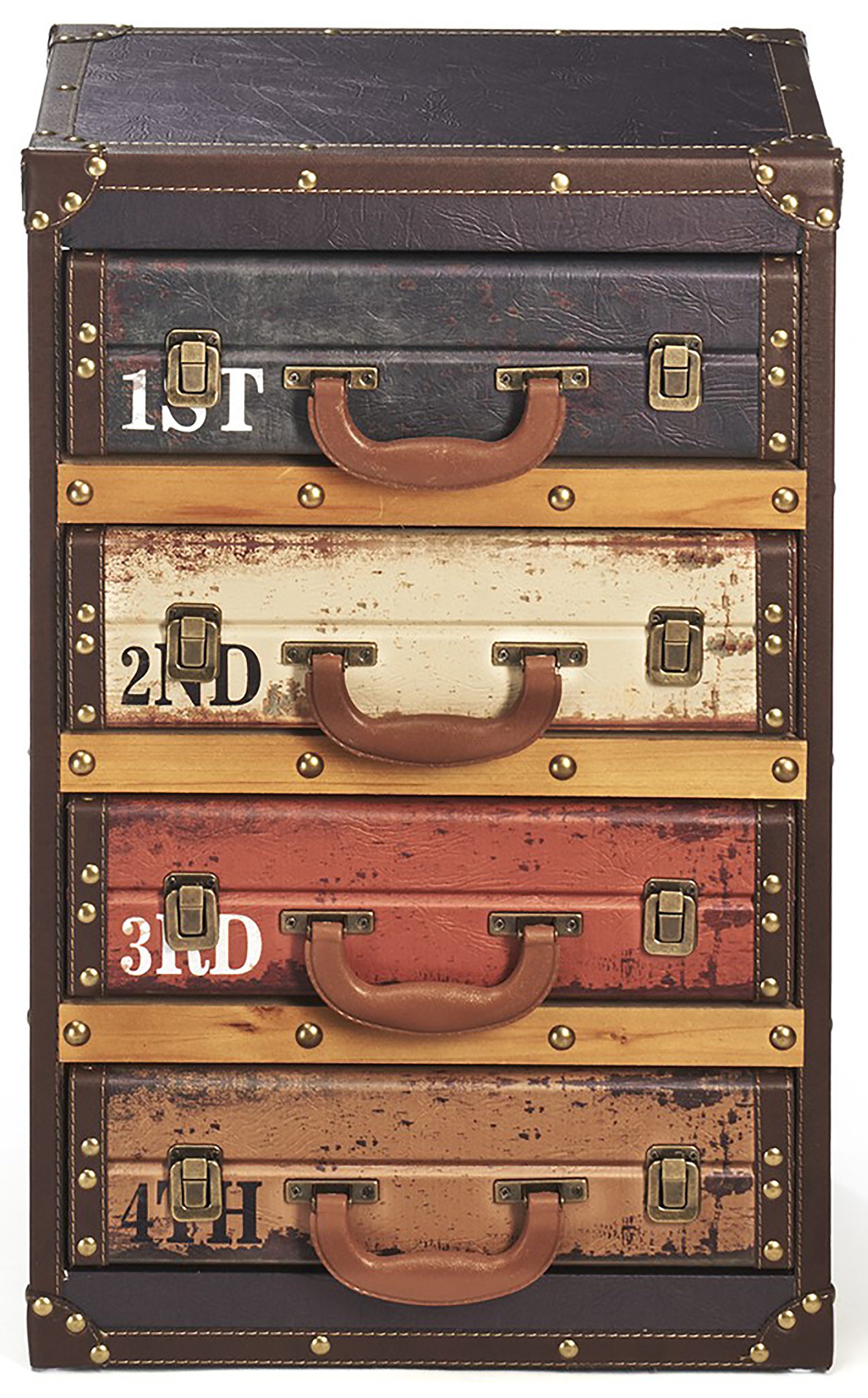 Kobolo Regal Kofferregal in Kofferoptik RETRO 4 Fächer 40x30x63 günstig online kaufen