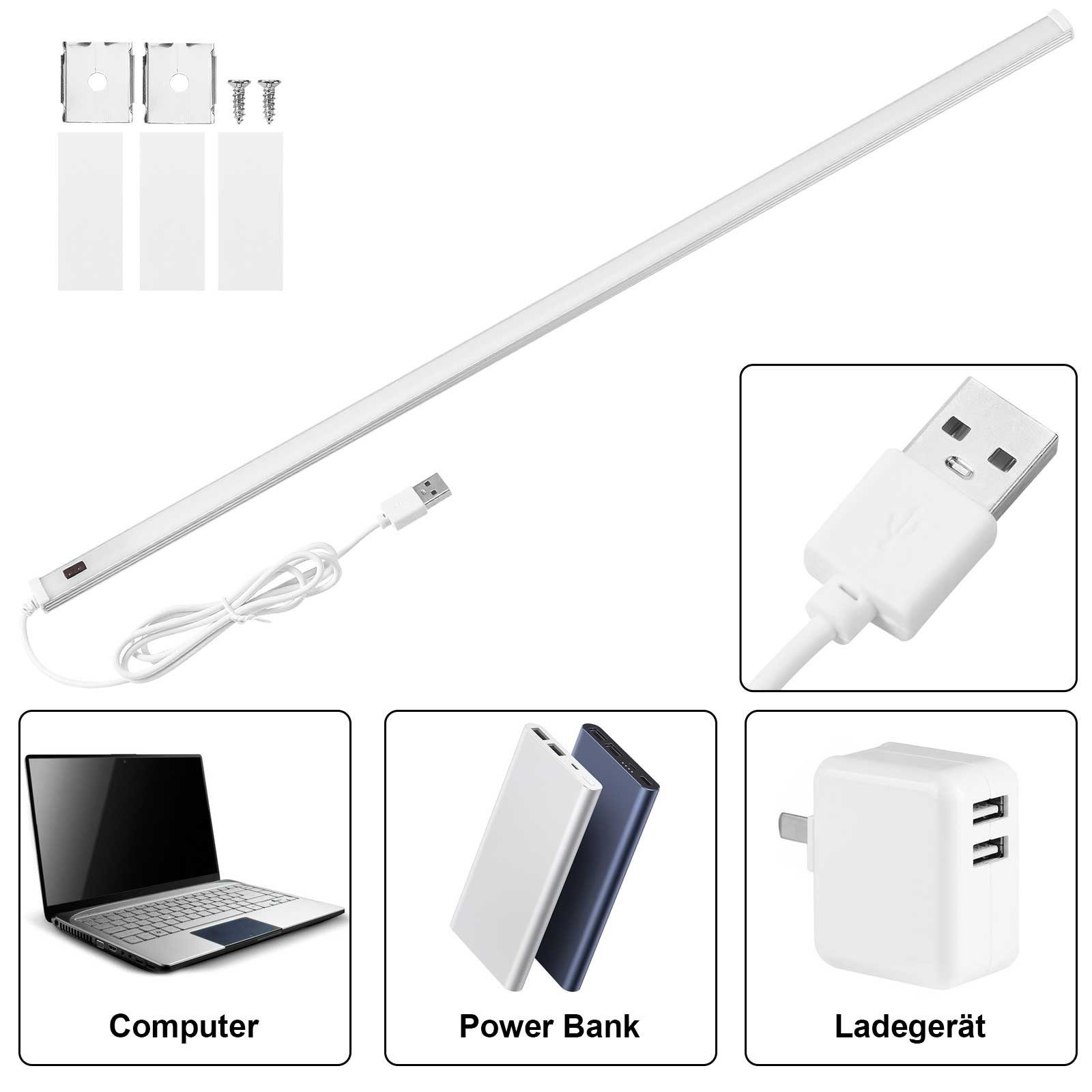 MUPOO LED Unterbauleuchte Unterbauleuchte Küche LED mit Bewegungsmelder, Schrankbeleuchtung USB