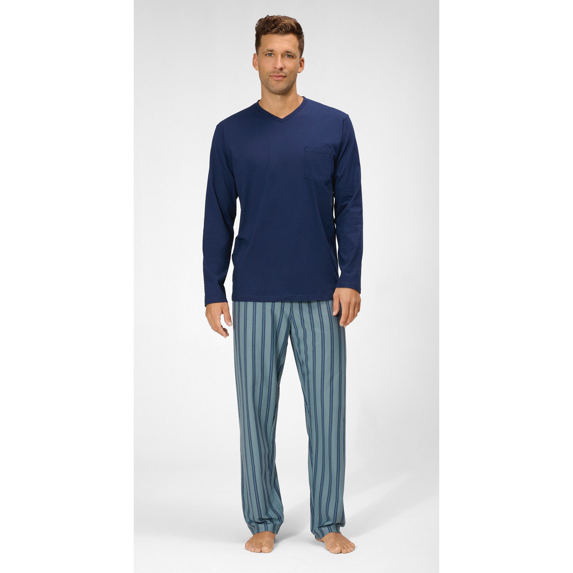 Ammann Pyjamaoberteil Bio Herren-Langarmshirt Single-Jersey Uni
