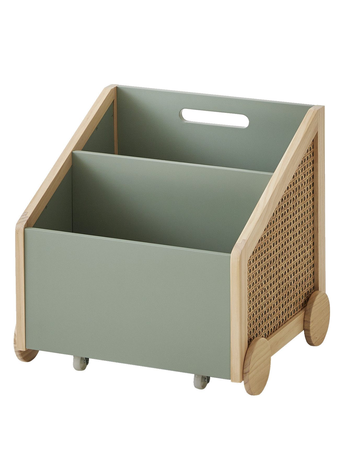 vertbaudet Bücherregal Kinder Bücherregal mit Rollen, Rattan POESIE