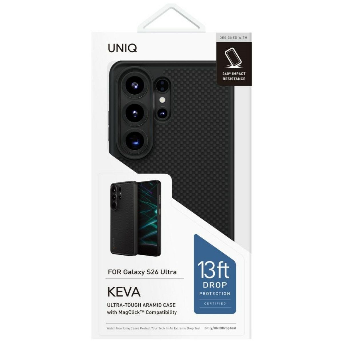 UNIQ Handyhülle Keva Edel-Hülle für Samsung Galaxy S26 Ultra mit Magclick Schwarz 6,9 Zoll, Der drehbare Ständer dient zugleich als sicherer Griff