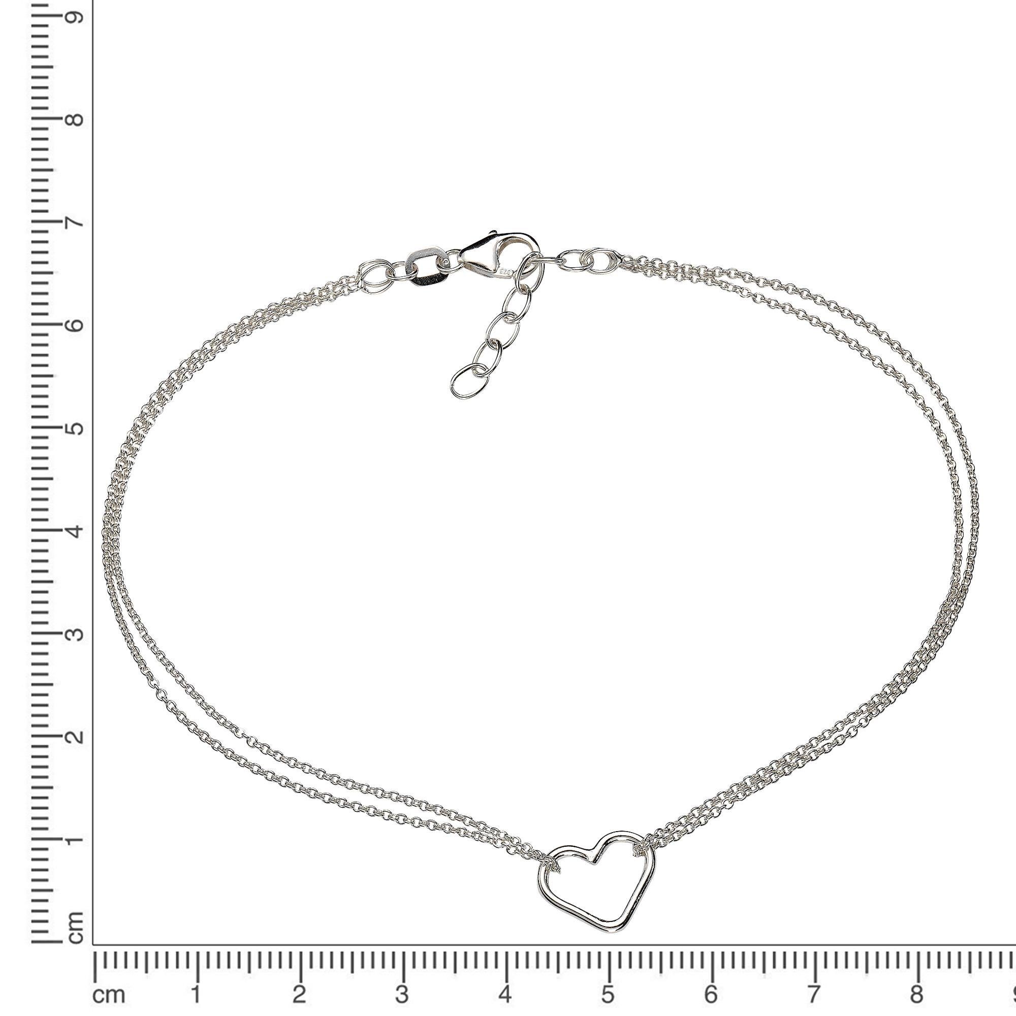 Firetti Fußkette Schmuck Geschenk Silber 925 Körperschmuck Herz+LIEBE Ankerkette
