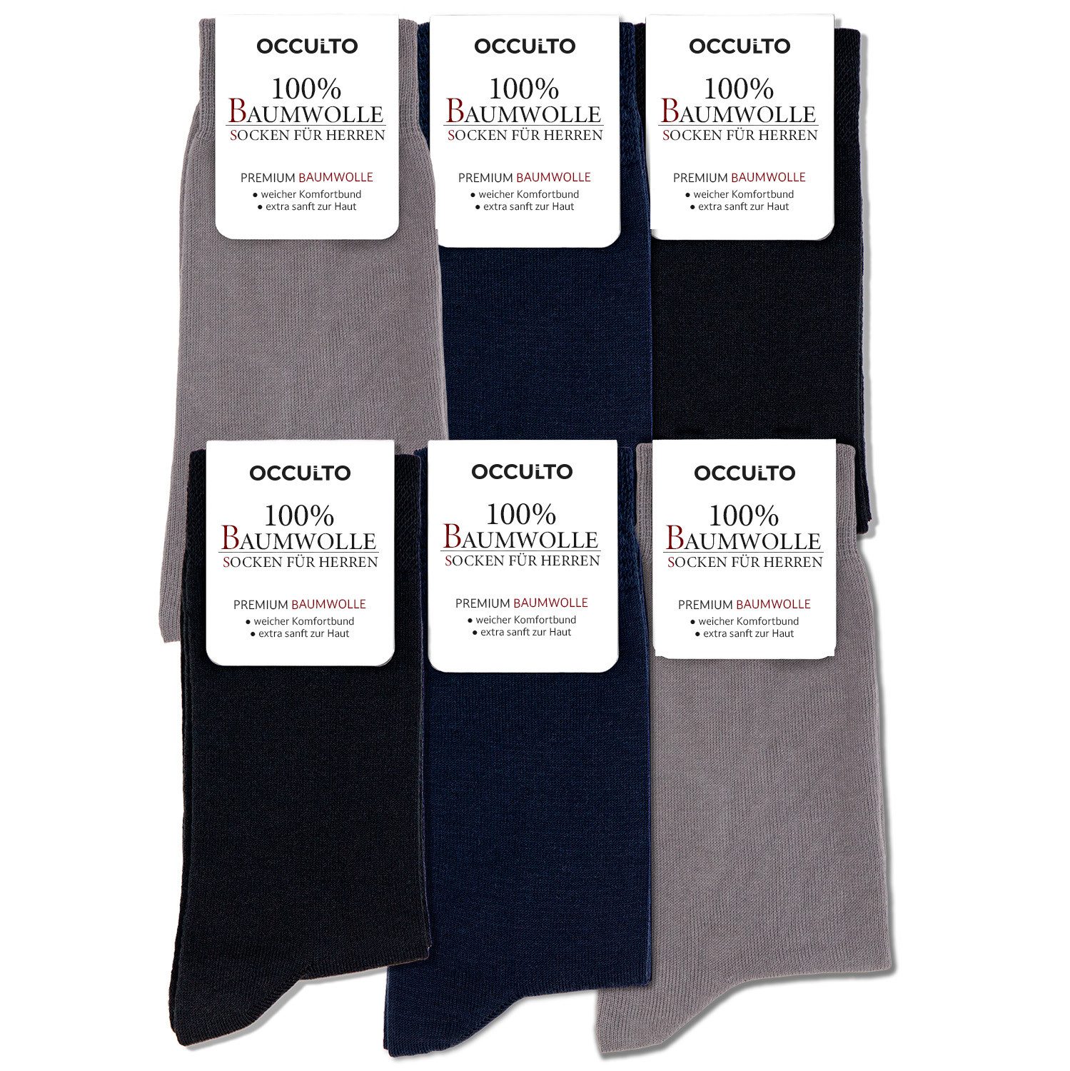 OCCULTO Businesssocken Herren 100% Baumwollsocken 6er Pack (Modell: Roland) günstig online kaufen