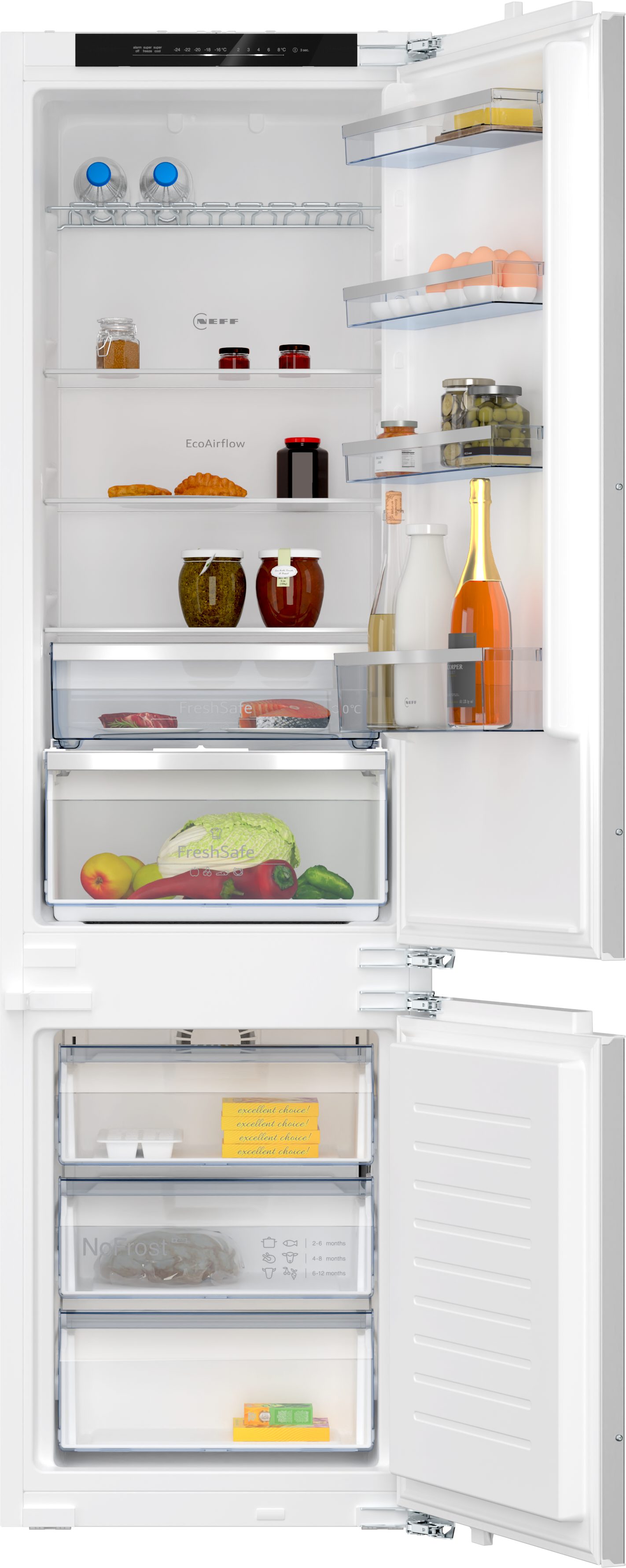 NEFF Einbaukühlgefrierkombination N 50 KI7962FD0, 193,5 cm hoch, 55,8 cm breit, Optische und akustische Warneinrichtung