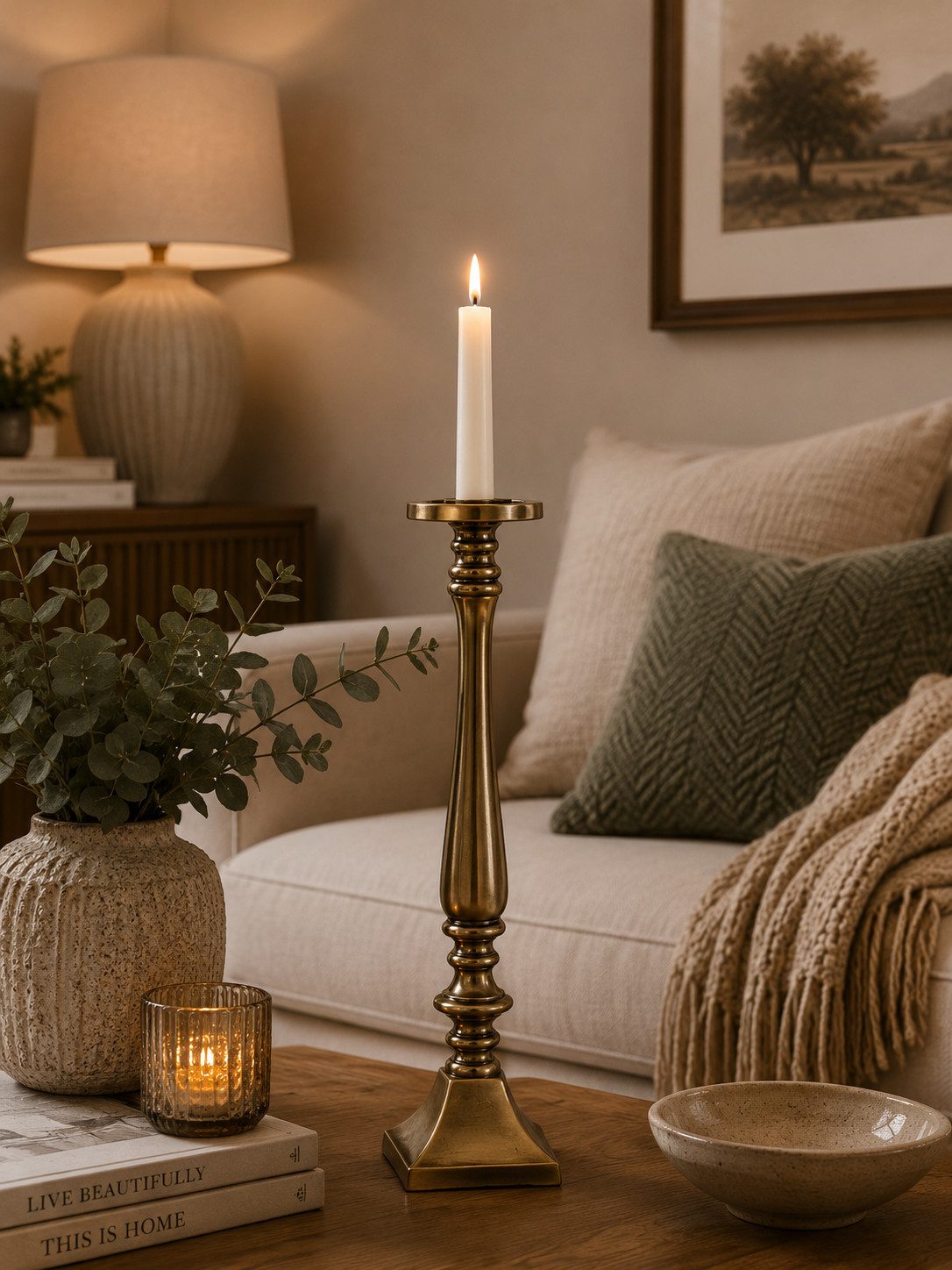 finehomegarden Kerzenleuchter Kerzenständer bronze H28cm & H35cm Eleganter Kerzenleuchter Deko (Stück, 1 St), Trumpet Base – Metall Kerzenhalter für Kerze 2Größen wählbar