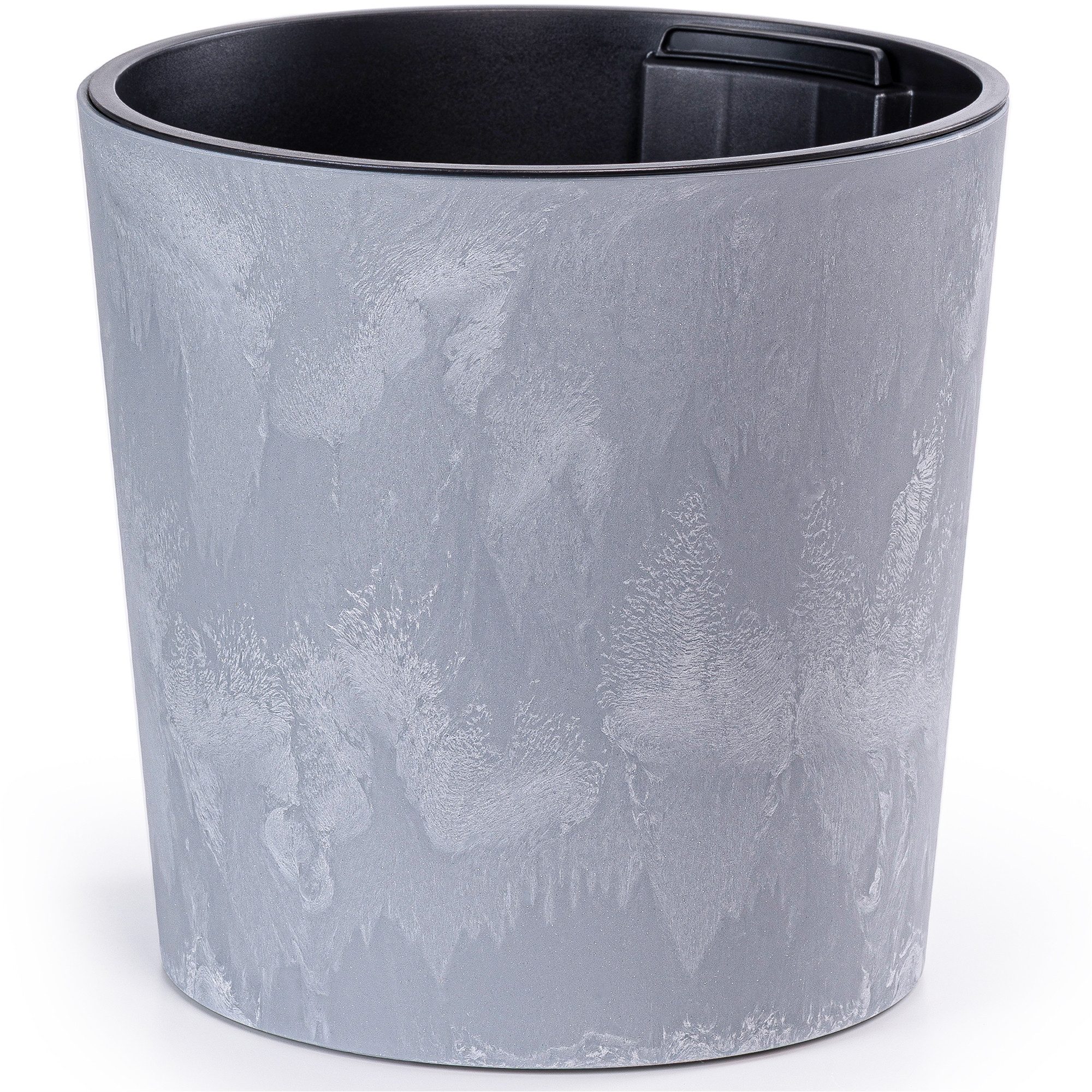 KONZEPT Blumentopf Ø 25 cm mit Einsatz aus Kunststoff in Beton-Optik, Drainagesystem, Indoor, Outdoor, UV-beständig