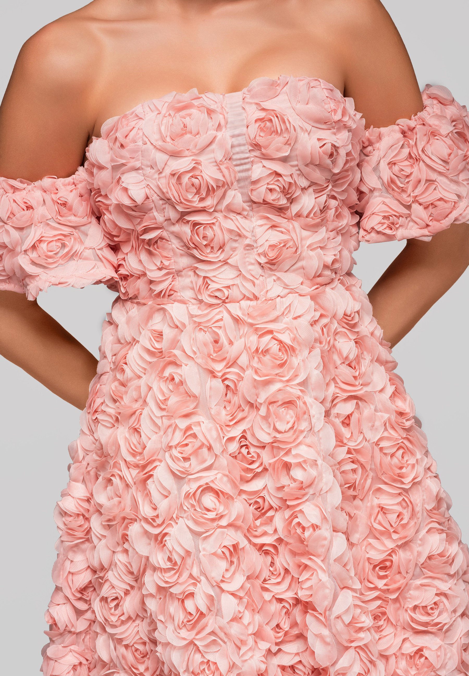 OMBRE Abendkleid Schulterfreies mit 3D-Blumenoptik
