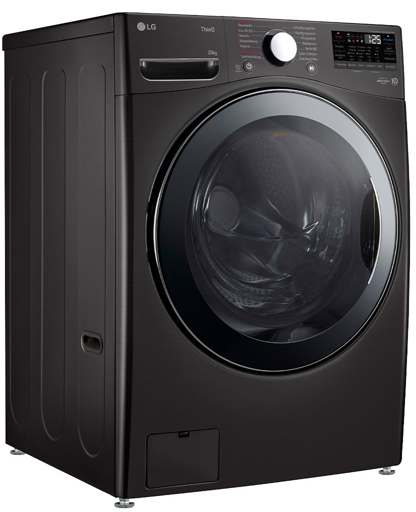 LG Waschmaschine Big Capacity Black Steel F0WVT202B, 20 kg, 1000 U/min, Wäsche nachlegen, AquaControl, TurboWash, Touchdisplay