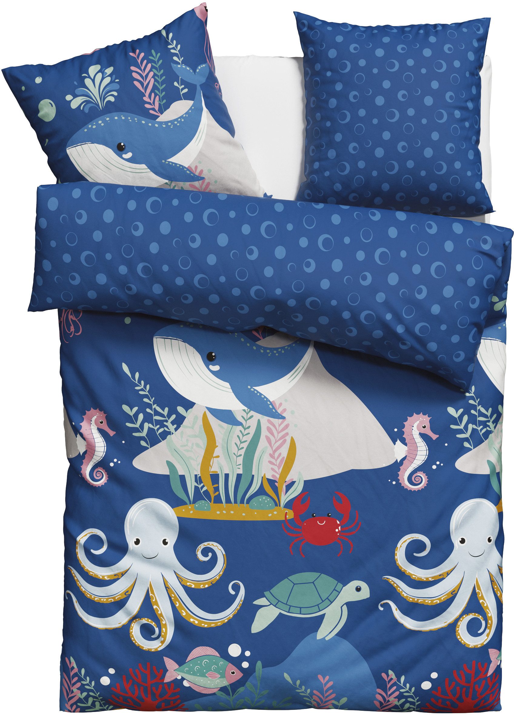 OTTO home Kinderbettwäsche CUDDLEE, Renforcé, 2 teilig, in vielen Designs: Dino,Einhorn,Weltraum,Baustelle,Herz,Trecker,Safari