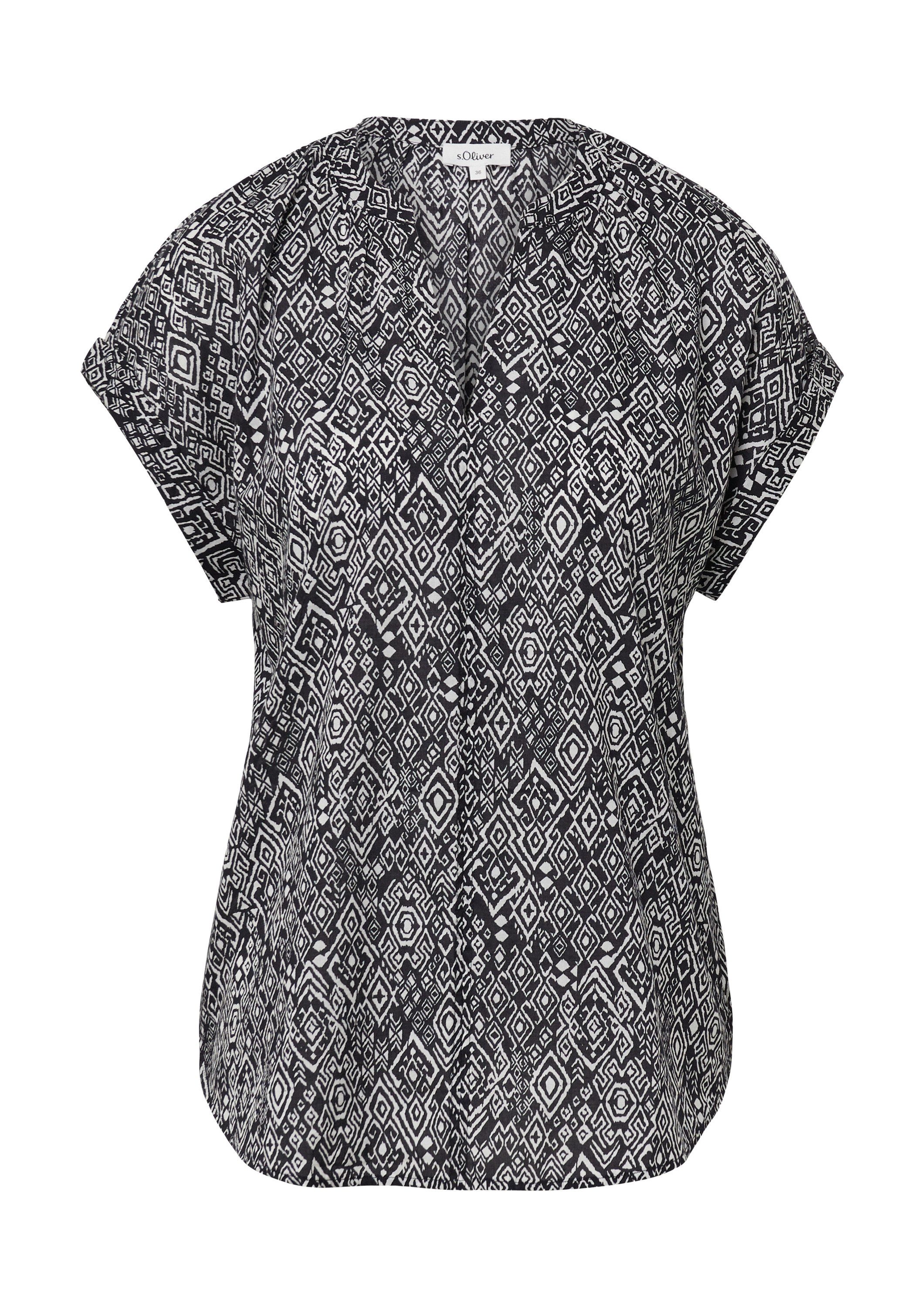 s.Oliver Kurzarmbluse Bluse Leichte Baumwoll-Bluse mit All-over-Print günstig online kaufen