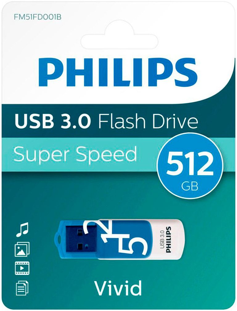 Philips USB 3.0 512GB Vivid Edition Spring Blue USB-Stick (USB 3.0)
