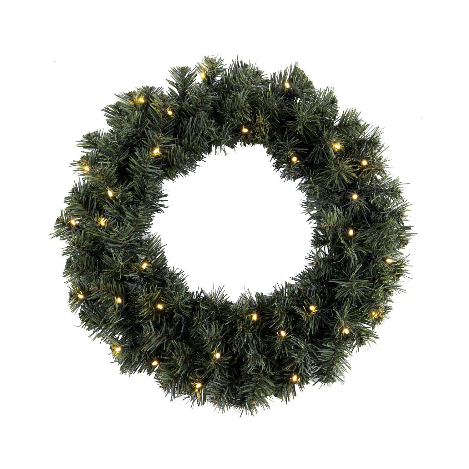 STAR TRADING LED Dekolicht Tannenkranz Ottawa, Outdoor-Weihnachtskranz 'Ottawa', 30 LEDs, Netzbetrieb, warmweiß, Ø 50