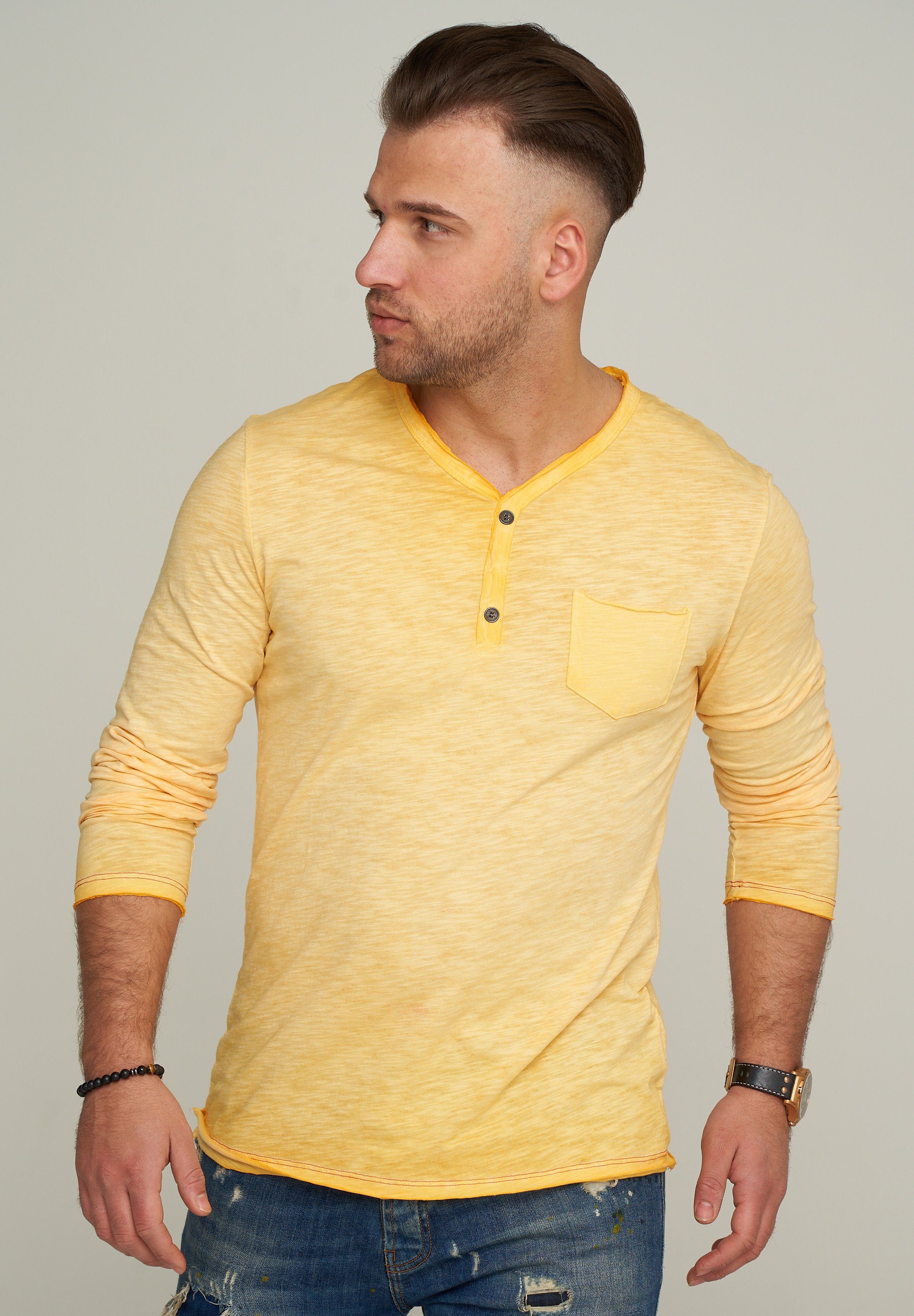 CARISMA Longsleeve CRSEWARD V-Neck mit Knopfleiste günstig online kaufen