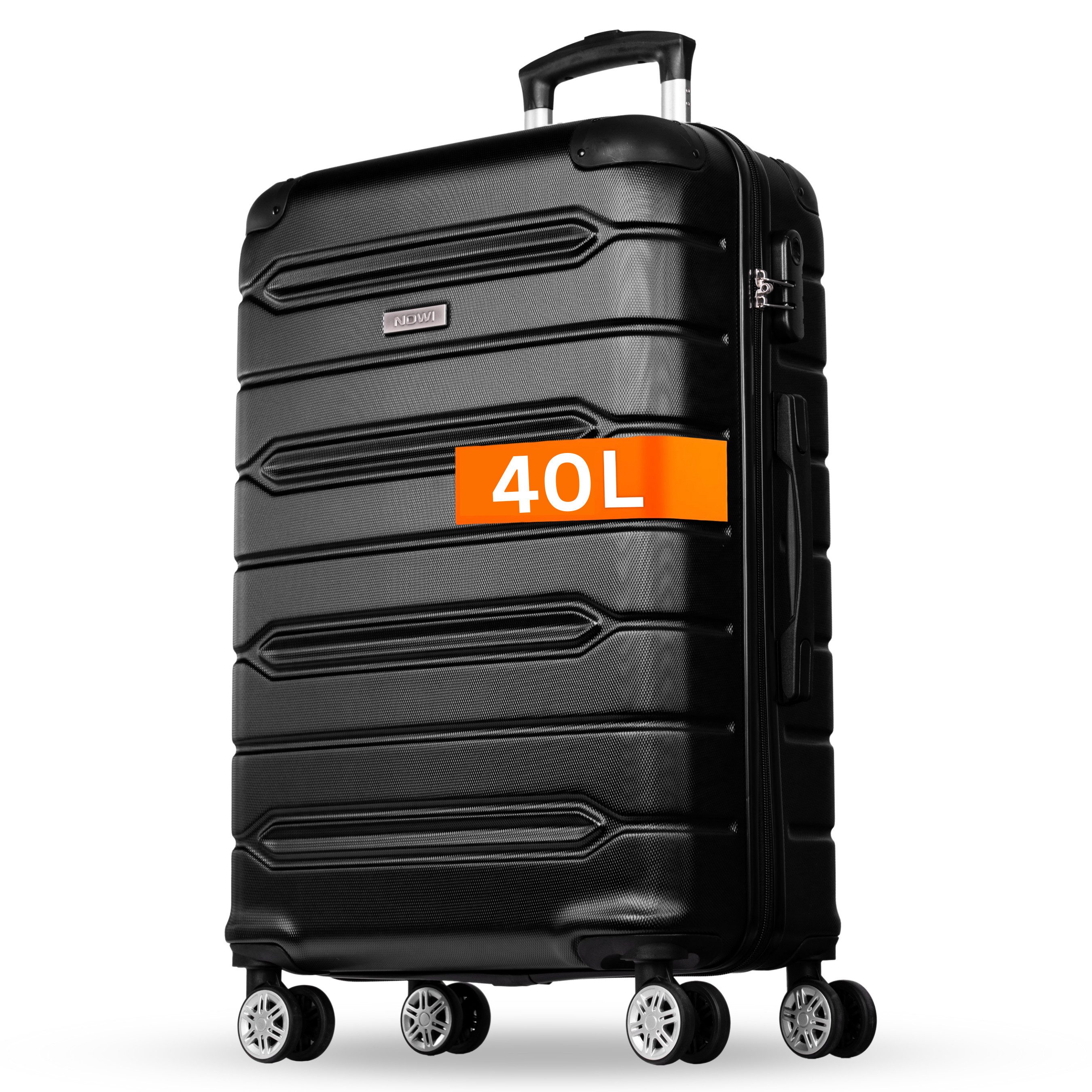 NOWI Hartschalen-Trolley Koffer Hartschalenkoffer mit Zahlenschloss & 8 Rollen Trolley, Zahlenschloss