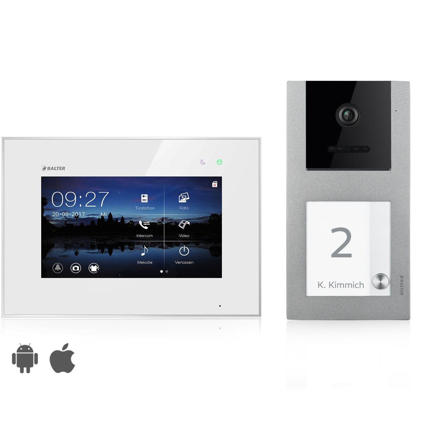 Balter Video-Türsprechanlage Video Türsprechanlage mit App für 1 Familienhaus, 1x Monitor (Komplettset, 1-tlg., 150 Grad Weitwinkelkamera)