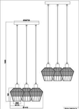 lightling Pendelleuchte Bojan, ohne Leuchtmittel, stylische Pendellampe aus Rattangeflecht