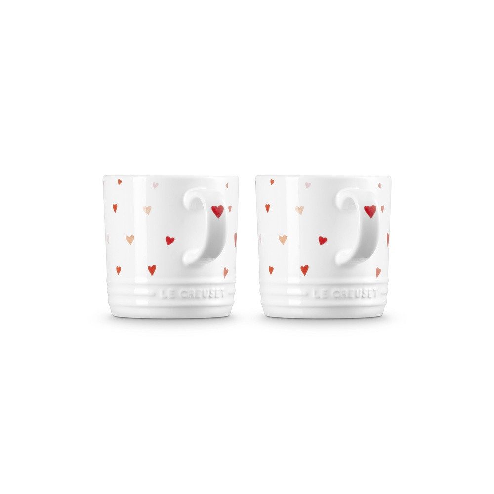 LE CREUSET Becher LeCreuset 2er-Set Becher Hearts aus Steinzeug 350ml, Porzellan