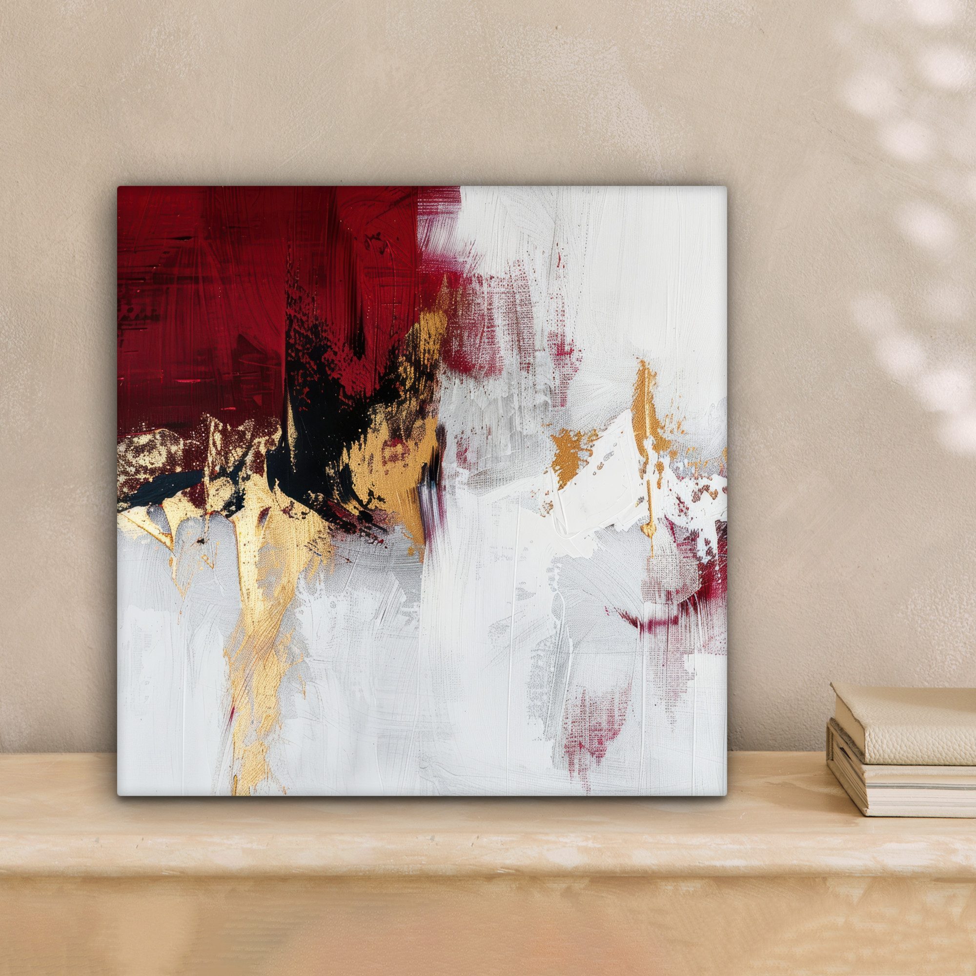 OneMillionCanvasses® Leinwandbild Rot - Marmor - Abstrakt - Gold - Modern, günstig online kaufen