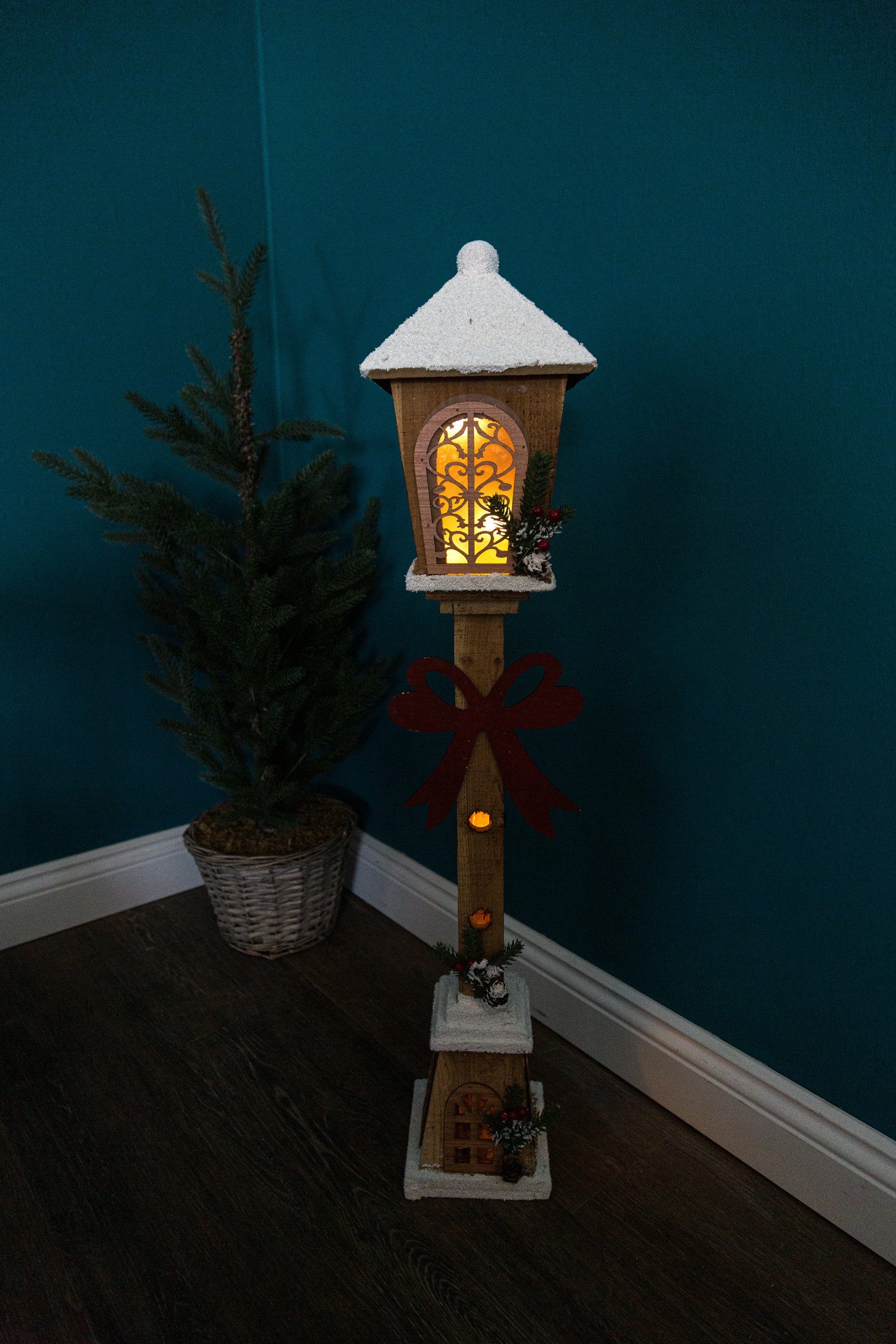 Wohnando LED Dekoobjekt Holzlaterne mit Winterzauber + Lichterkette: Stimmu günstig online kaufen