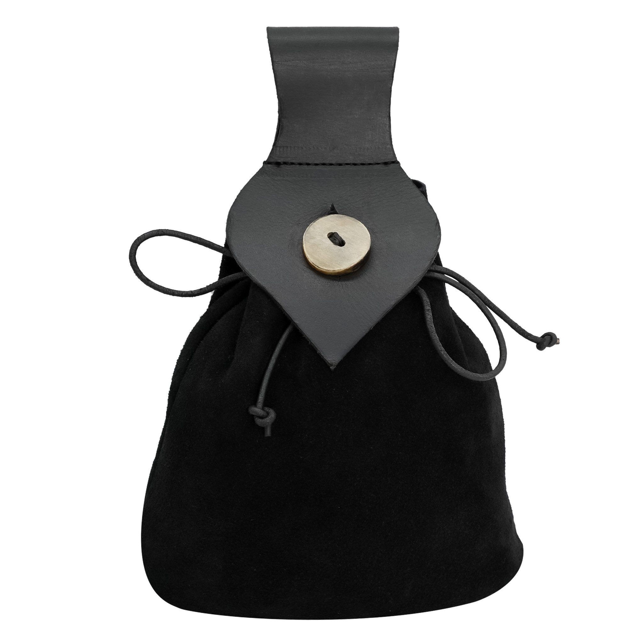 Lord Of Battles Gürteltasche Mittelalt. Gürteltasche (Leder) mit Hornknopf-Verschluss - Schwarz
