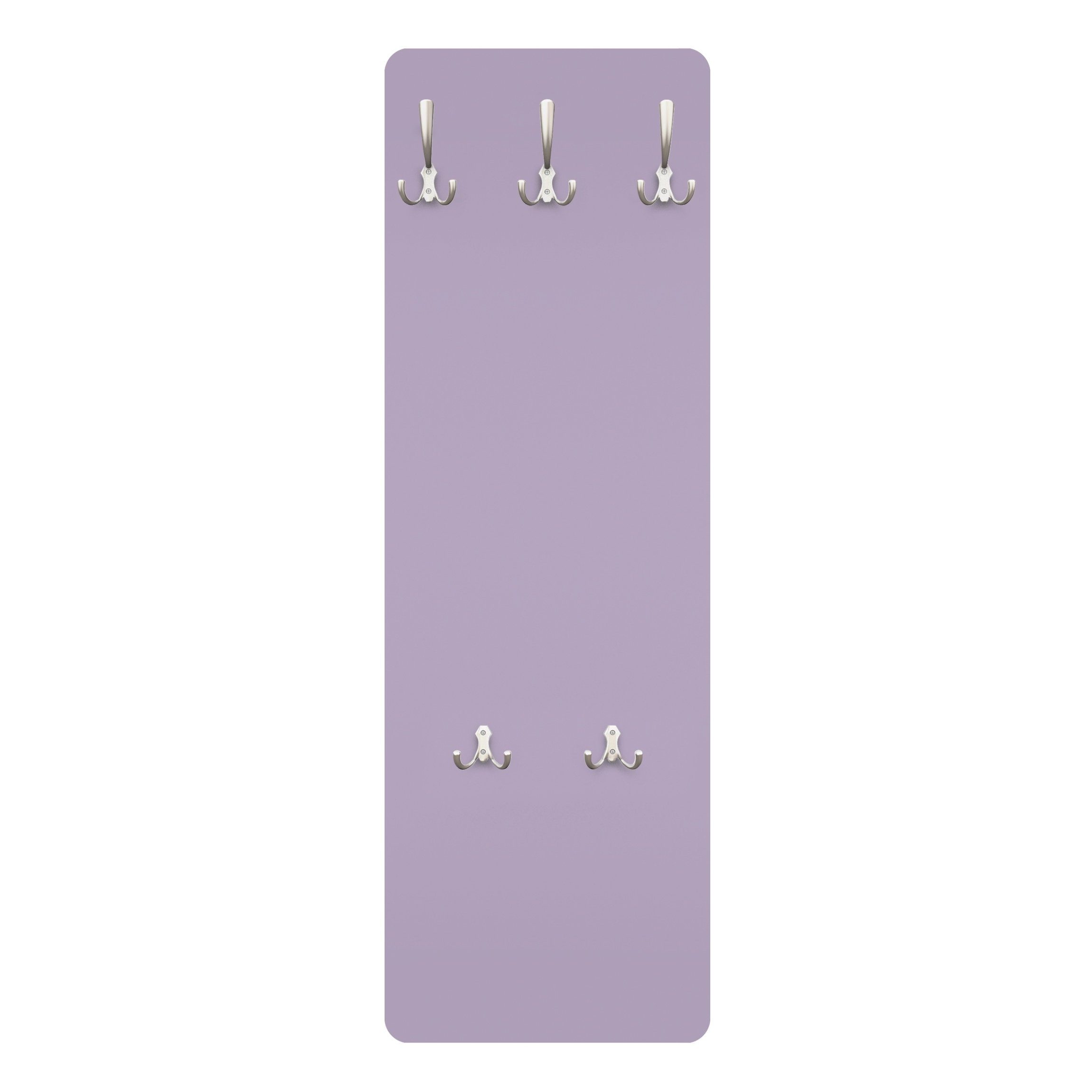 Bilderdepot24 Garderobenpaneel Design Unifarben Lavendel (ausgefallenes Flur Wandpaneel mit Garderobenhaken Kleiderhaken hängend), moderne Wandgarderobe - Flurgarderobe im schmalen Hakenpaneel Design