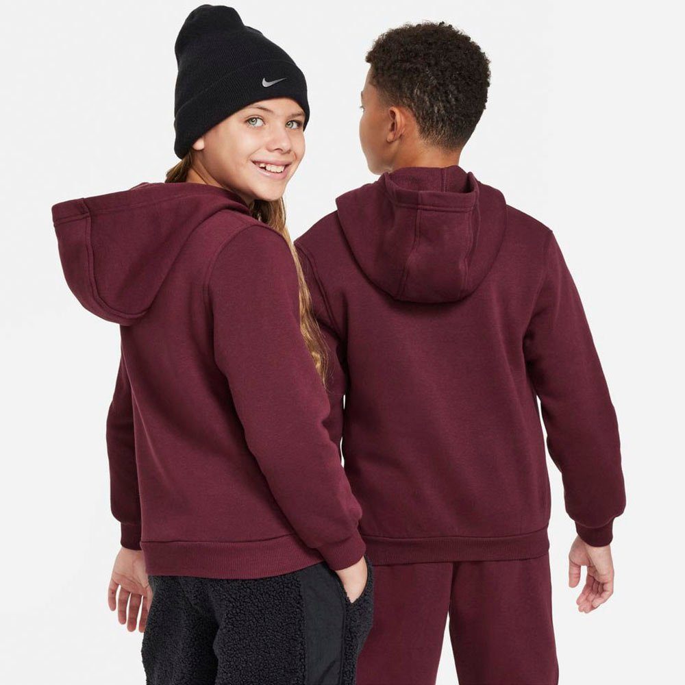 KIDS' BIG Kapuzensweatshirt HOODIE NIGHT CLUB Sportswear MAROON/WHITE FLEECE Nike