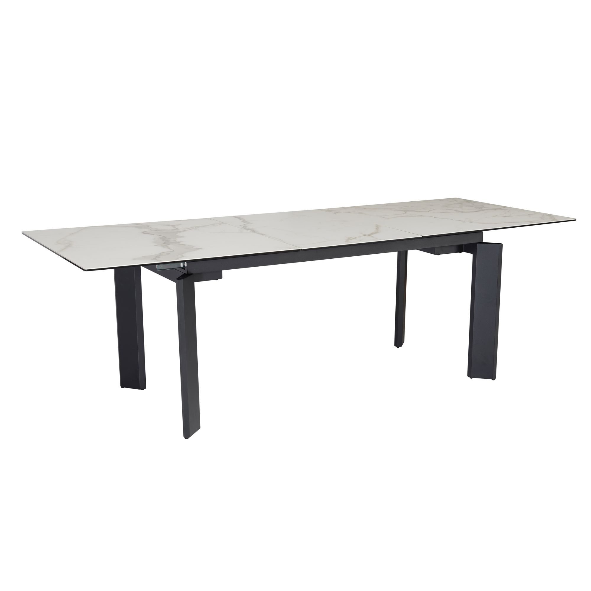 Wohnling Esstisch WL7.151 Esszimmertisch 180 cm Keramik Marmor Optik Weiß Ausziehbar (Ausziehbar Modern, 180x95x77 cm Glas Keramik Weiß), Glastisch Esszimmer, Esszimmertisch Metallbeine