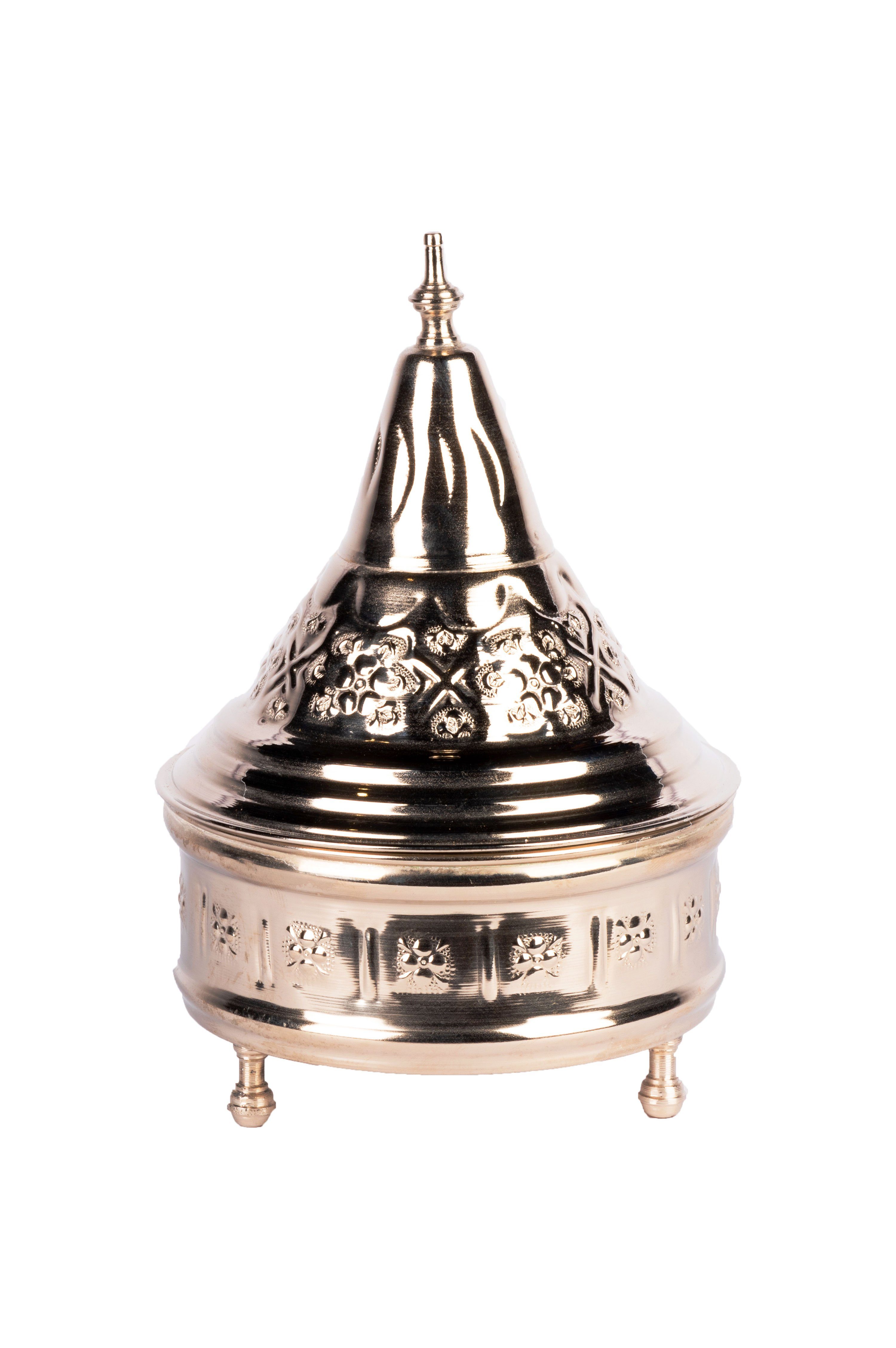 Marrakesch Orient & Mediterran Interior Zuckerdose Marokkanische Dose Kinza handgefertigt aus Messing in Silber 20 cm, Messing, Metall, (1-tlg), Handarbeit