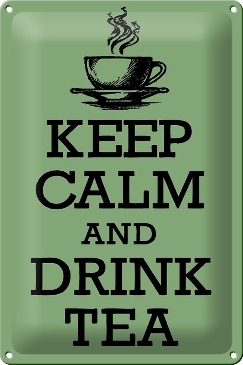 Metallschild Blech-Schild 30x20cm Keep Calm and Drink Tea Deko Schild Made in Germa