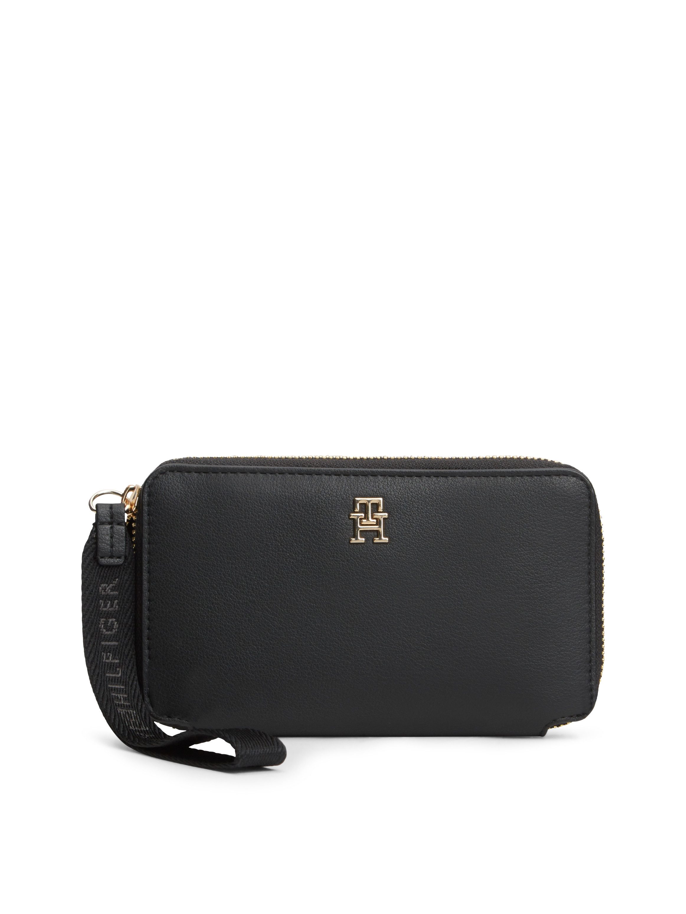 Tommy Hilfiger Geldbörse TH LOGOTAPE COMPACT ZIP AROUND, Unisex Portemonnaie, Geldbeutel mit edlem TH-Logoelement
