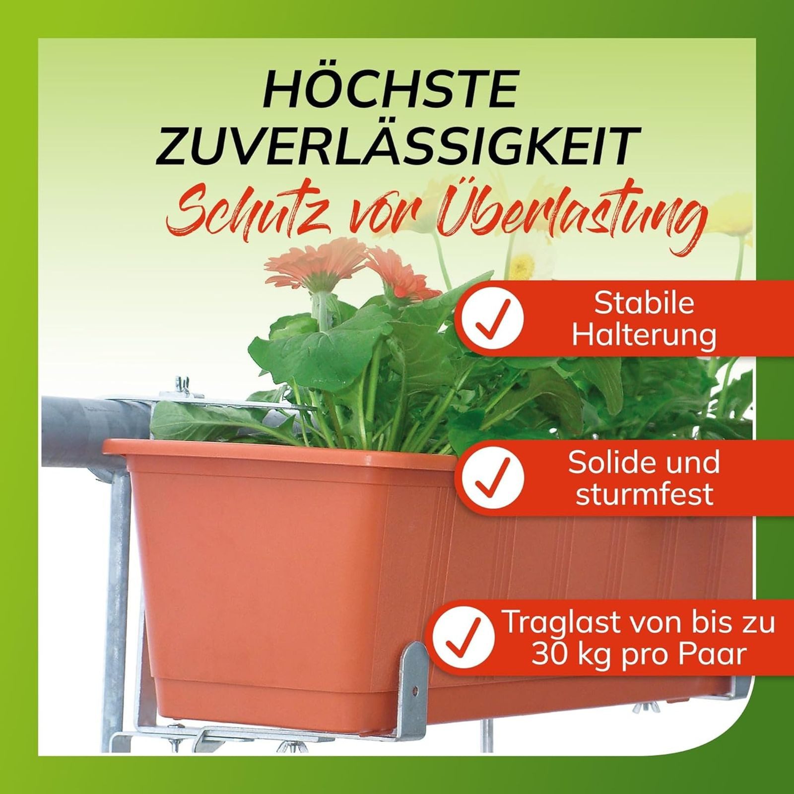 Bellissa Blumenkastenhalter Balkonkastenhalter Blumenkastenhalter 2er Balkonkastenhalterung 30kg, 2-St. – Bild 4 von 5