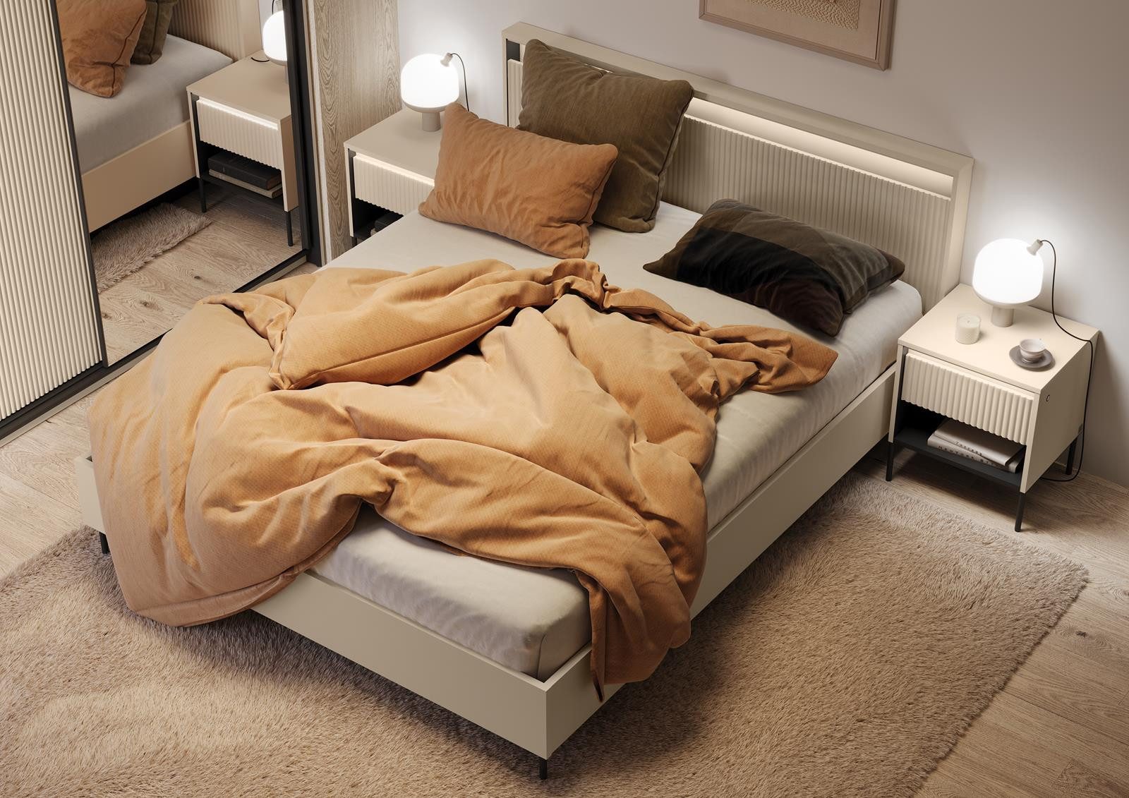 Compleo Stauraumbett mit geriffelter Front und günstig online kaufen