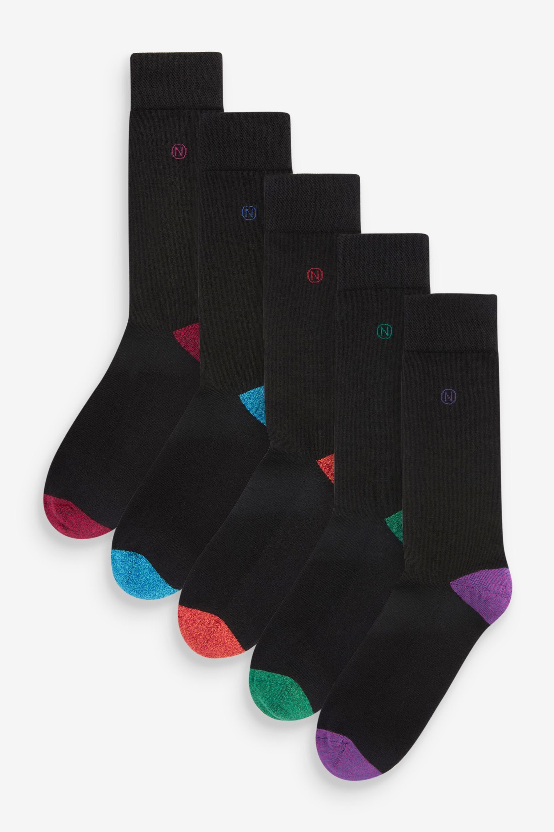 Next Kurzsocken 5er-Pack Socken mit gepolsterter Sohle (5-Paar) Contrast Heel