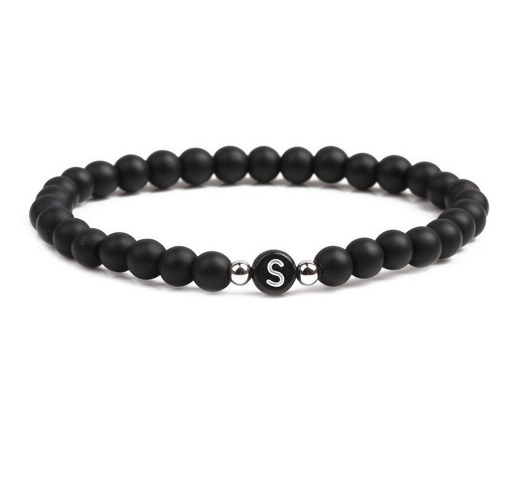 BUNGSA Armband Armband Buchstaben schwarze Perlen Unisex - S (1 Armband, 1-tlg), Bracelet Armschmuck