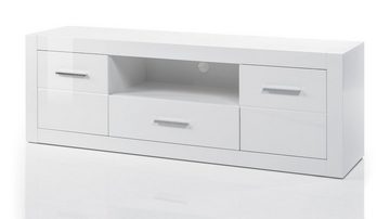 Furn.Design Lowboard Carrara (TV Unterschrank 180 cm in weiß Hochglanz, mit Komforthöhe), auf Rollen