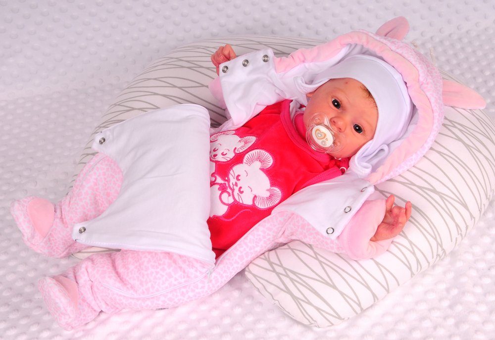 La Bortini Schneeoverall Wagenanzug Baby Anzug Overall Schneeanzug in Rosa Giraffe kuschelig weich, aus Velours, gefüllt und gefuttert