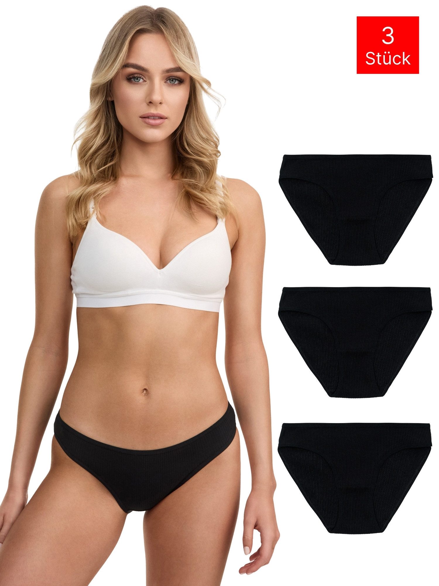 Tazzio Slip 3er-Pack Damen Slip F941 (Packung, 3-St., 3er-Pack) Nahtlose Verarbeitung - keine sichtbaren Linien unterm Outfit