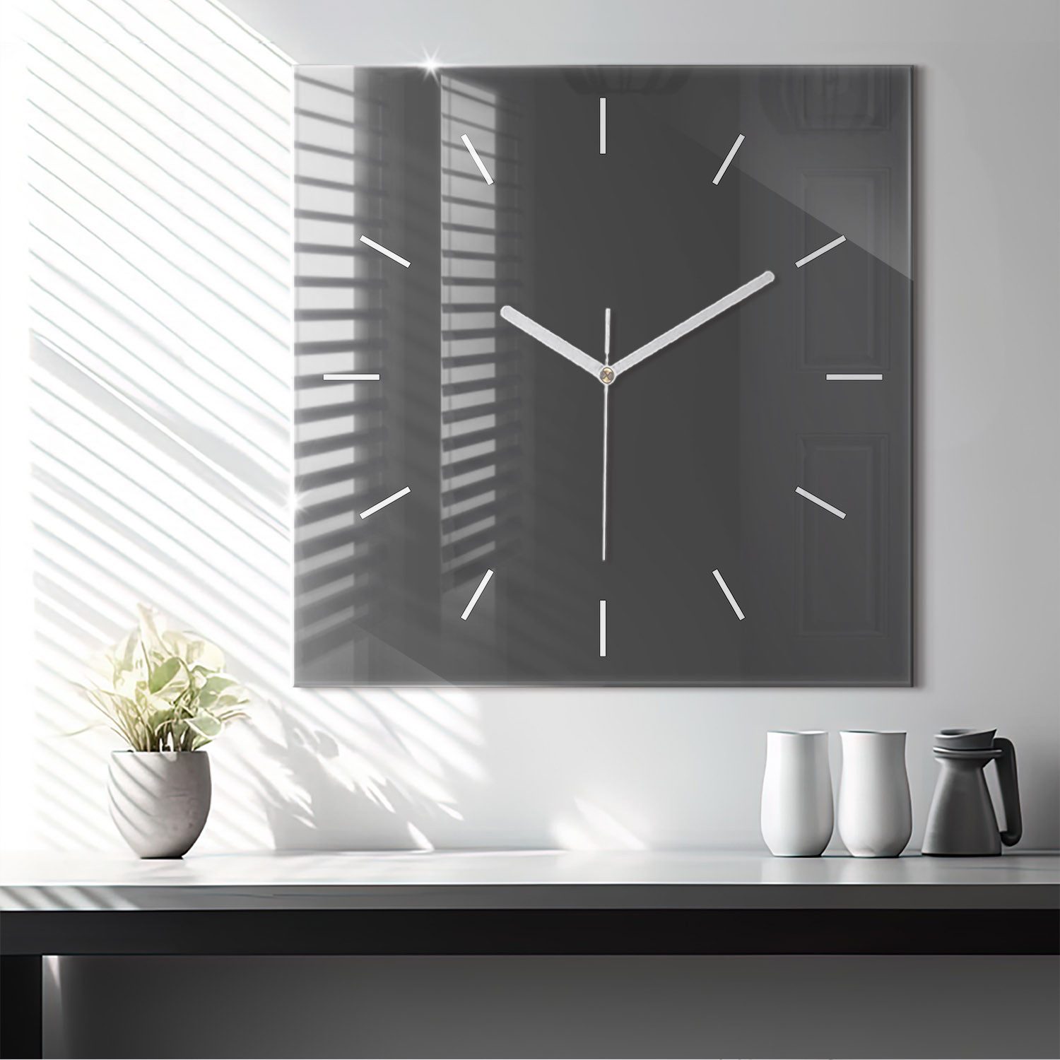 Tulup Wanduhr Wanduhr Modernistische Glaswanduhr 60x60cm Uhr aus gehärtetem Glas