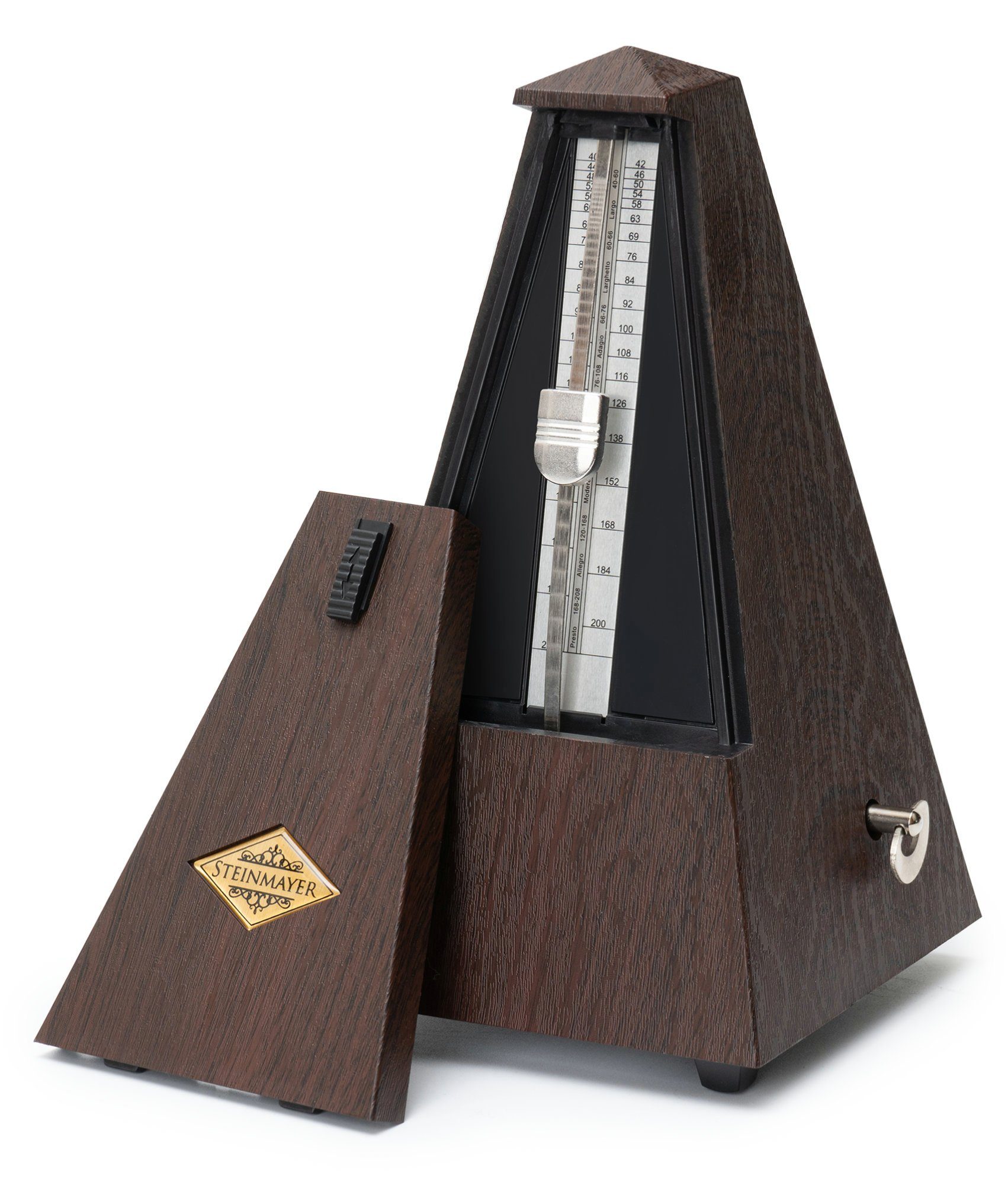 Steinmayer Metronom mit Glocke - 40-208 Schläge pro Minute, Mechanischer Taktgeber in Pyramidenform - 4 Taktarten