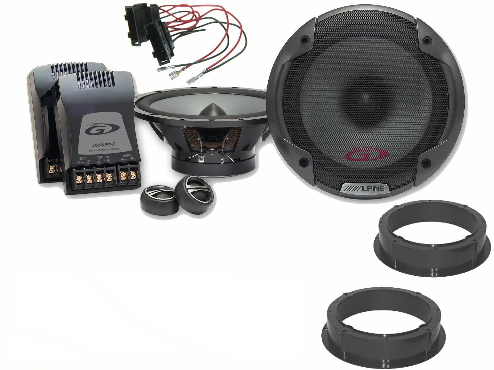 DSX Alpine Set für VW Golf 8 Bj 16-22 komponenten System Tür Vorn Hinten 2 Auto-Lautsprecher (70 W)