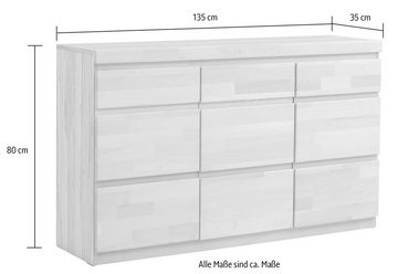 Home affaire Sideboard OSLO, Breite ca. 135 cm, Teilmassiv