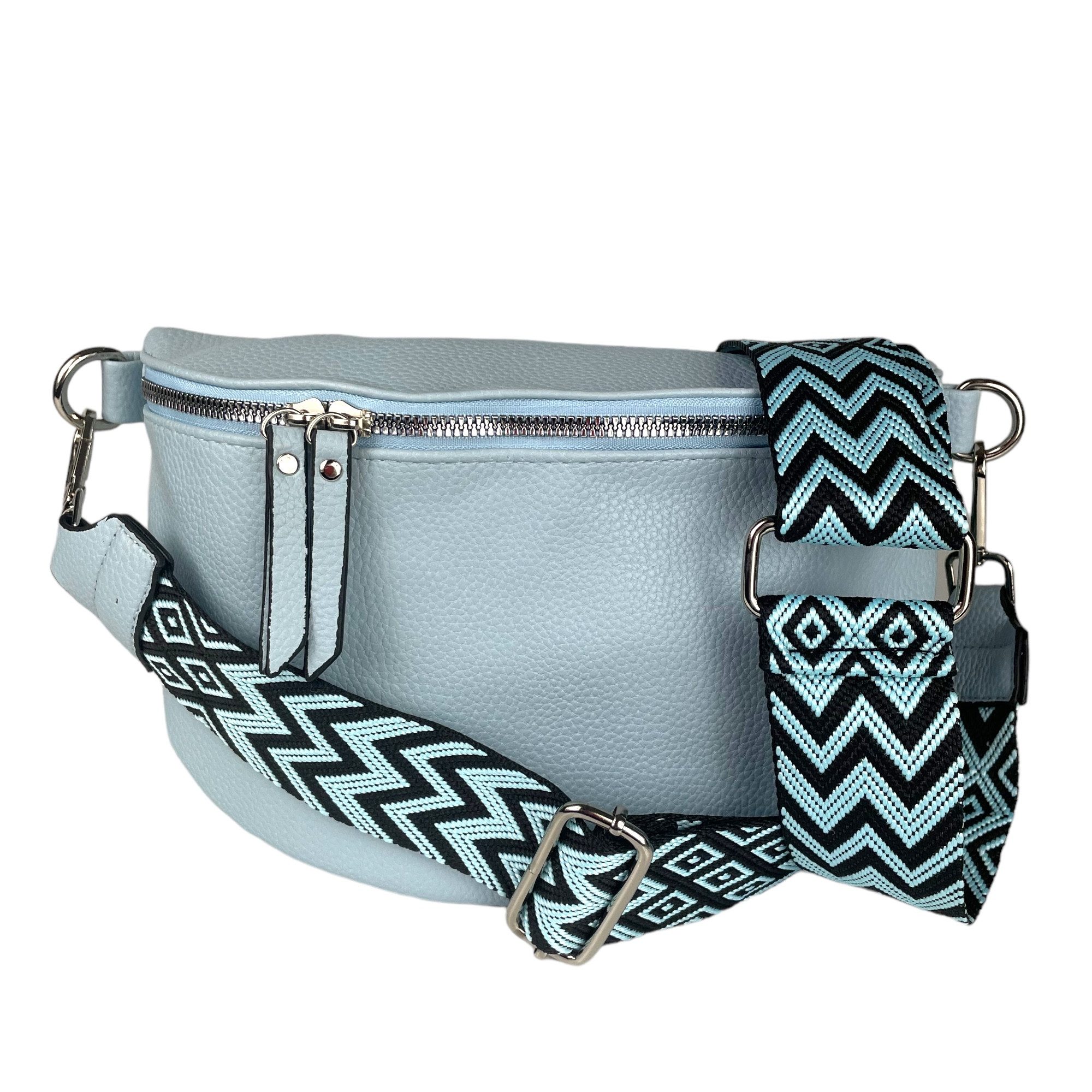 Taschen4life Umhängetasche moderne Bauchtasche Brusttasche Gürteltasche, CrossBody Bag, Bodybag Schultertasche, breiter Muster Stoffgurt/Umhängeband