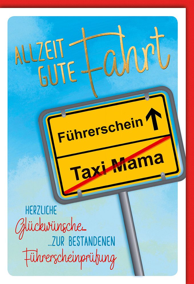 Verlag Dominique Grußkarten Führerschein - Glückwunschkarte im Format 11,5 x 17 cm - Ortsschild