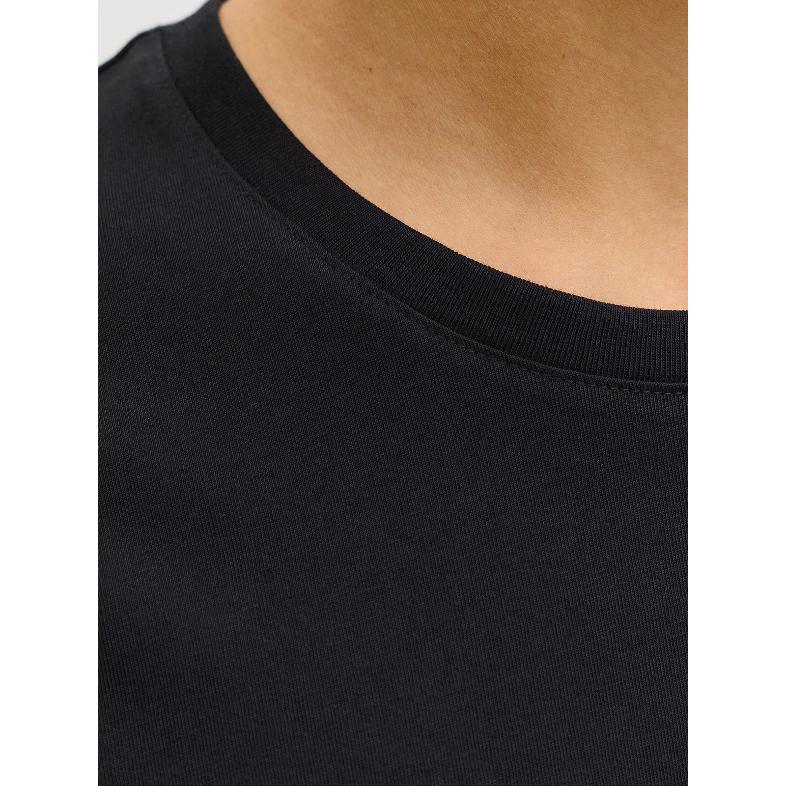 Jack & Jones Rundhalsshirt Jack&Jones Übergrößen T-Shirt JJEDOVER Print schwarz