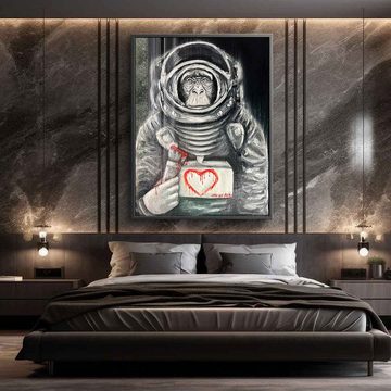 DOTCOMCANVAS® Acrylglasbild Space Monkey - Acrylglas, Acrylglasbild Space Monkey Astronaut Raumanzug schwarz weiß Liebe Love