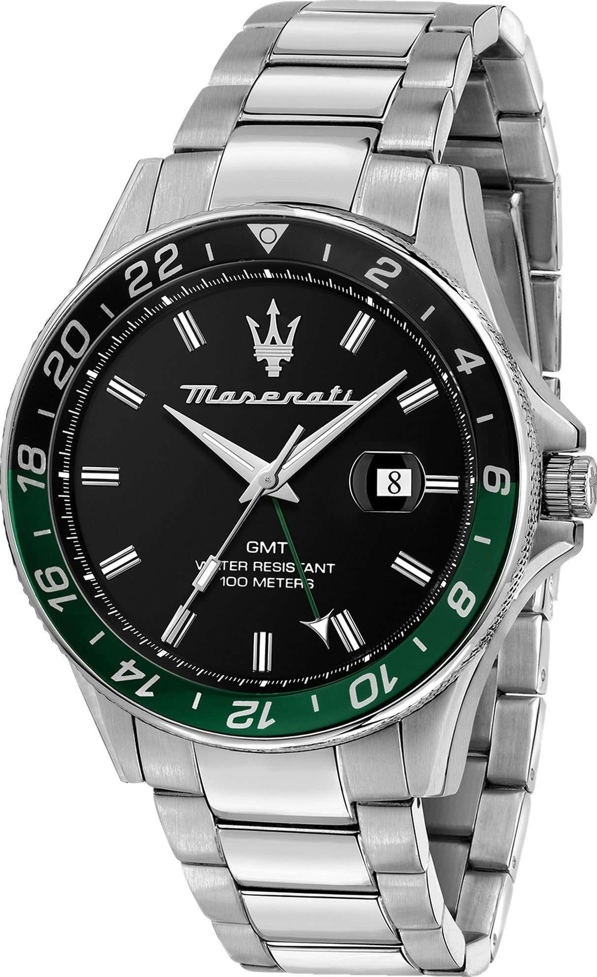 MASERATI Multifunktionsuhr Maserati Herrenuhr Multifunktion, Herrenuhr rund, groß (ca. 44mm) Edelstahlarmband, Made-In Italy