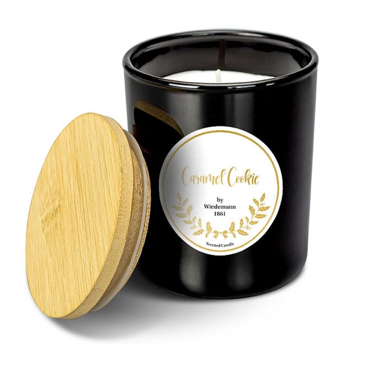 INNA-Glas Duftkerze im Glas MELIDA, Caramel Cookie, schwarz-weiß, 9,3cm, Ø7,9cm, 35h