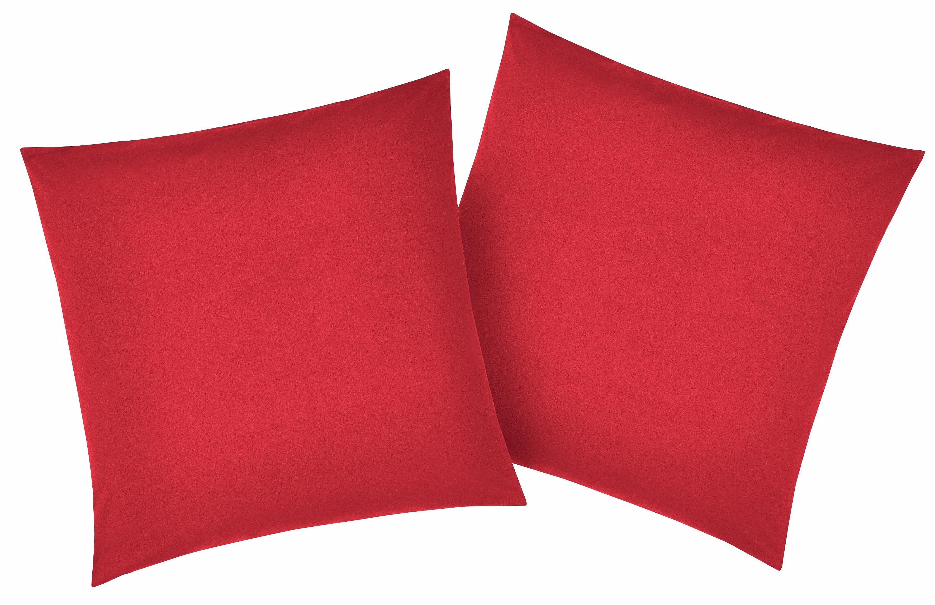 Kissenbezug Luisa, my home (2 Stück), aus 100% Baumwolle, mit Knöpfen, pflegeleicht, atmungsaktiv, uni rot