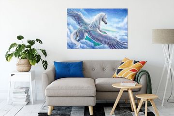 Pixxprint Leinwandbild Pegasus fliegt über den Wolken, Pegasus fliegt über den Wolken (1 St), Leinwandbild fertig bespannt, inkl. Zackenaufhänger