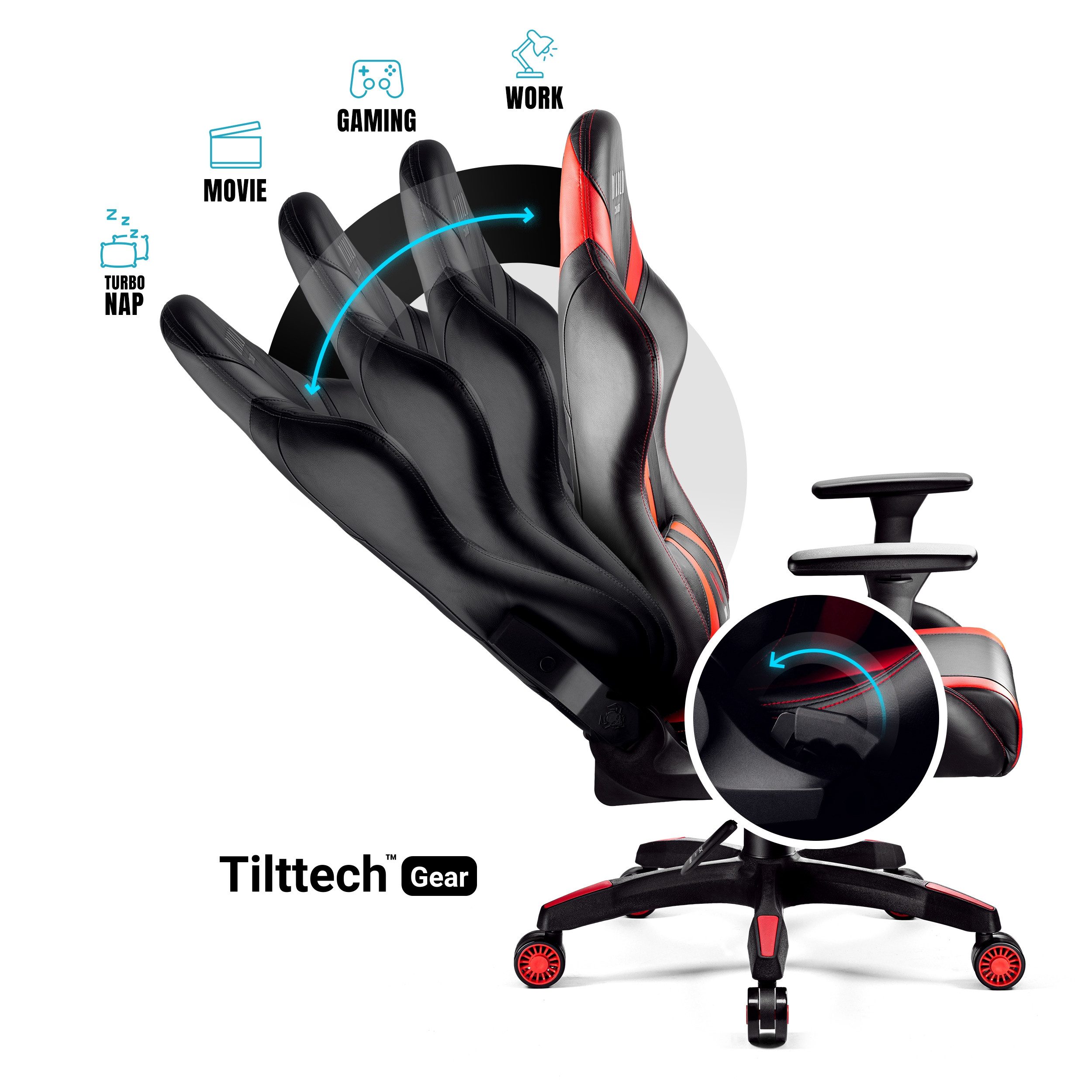 DIABLO CHAIRS Gaming-Stuhl X-Horn 2.0 HDS Kunstleder ergonomisch 3D-Armlehnen Kopfstütze (3D-Armlehnen, Memory-Schaum, HDS Kunstleder, Normal L King XL), Lenden – Bild 5 von 5